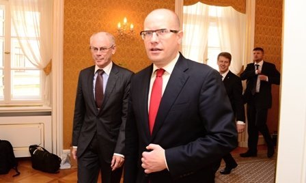 Bohuslav Sobotka a Herman Van Rompuy